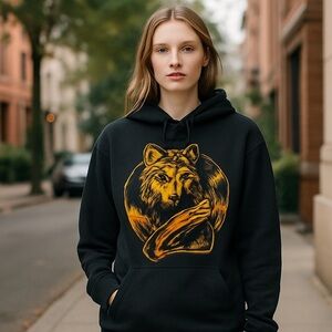 NWOT Harley Davidson Black Fox Logo Hooded Sweatshirt